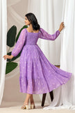 Women’s Lavender Puff Sleeve Flowy Dress.