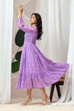 Women’s Lavender Puff Sleeve Flowy Dress.