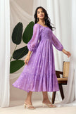 Women’s Lavender Puff Sleeve Flowy Dress.