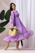 Women’s Lavender Puff Sleeve Flowy Maxi Dress.