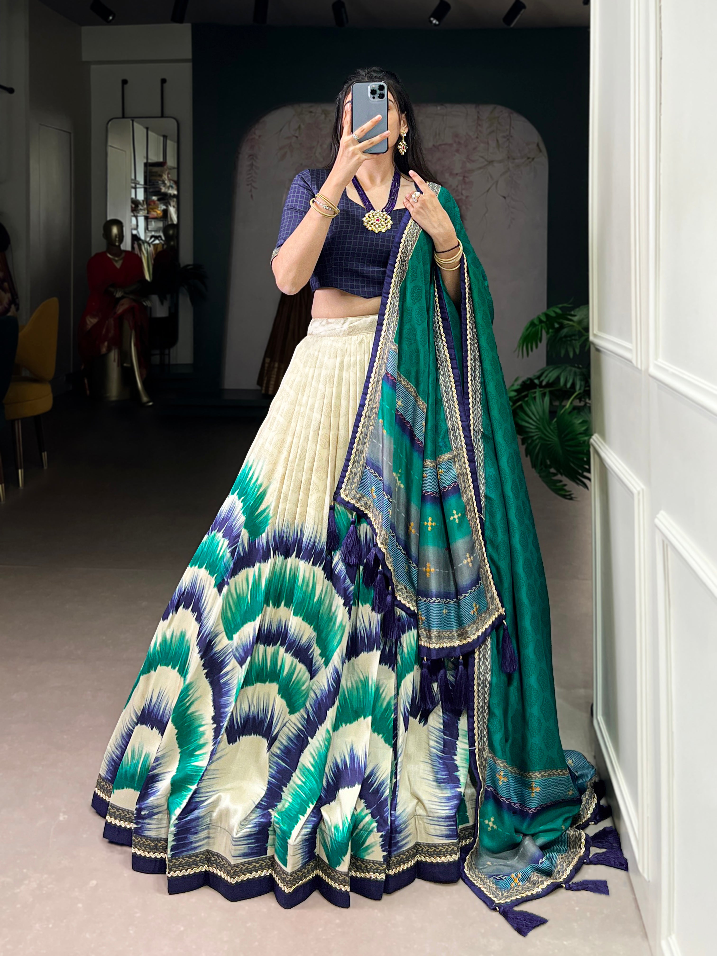 Printed Flared Lehenga Choli with Designer Dupatta.