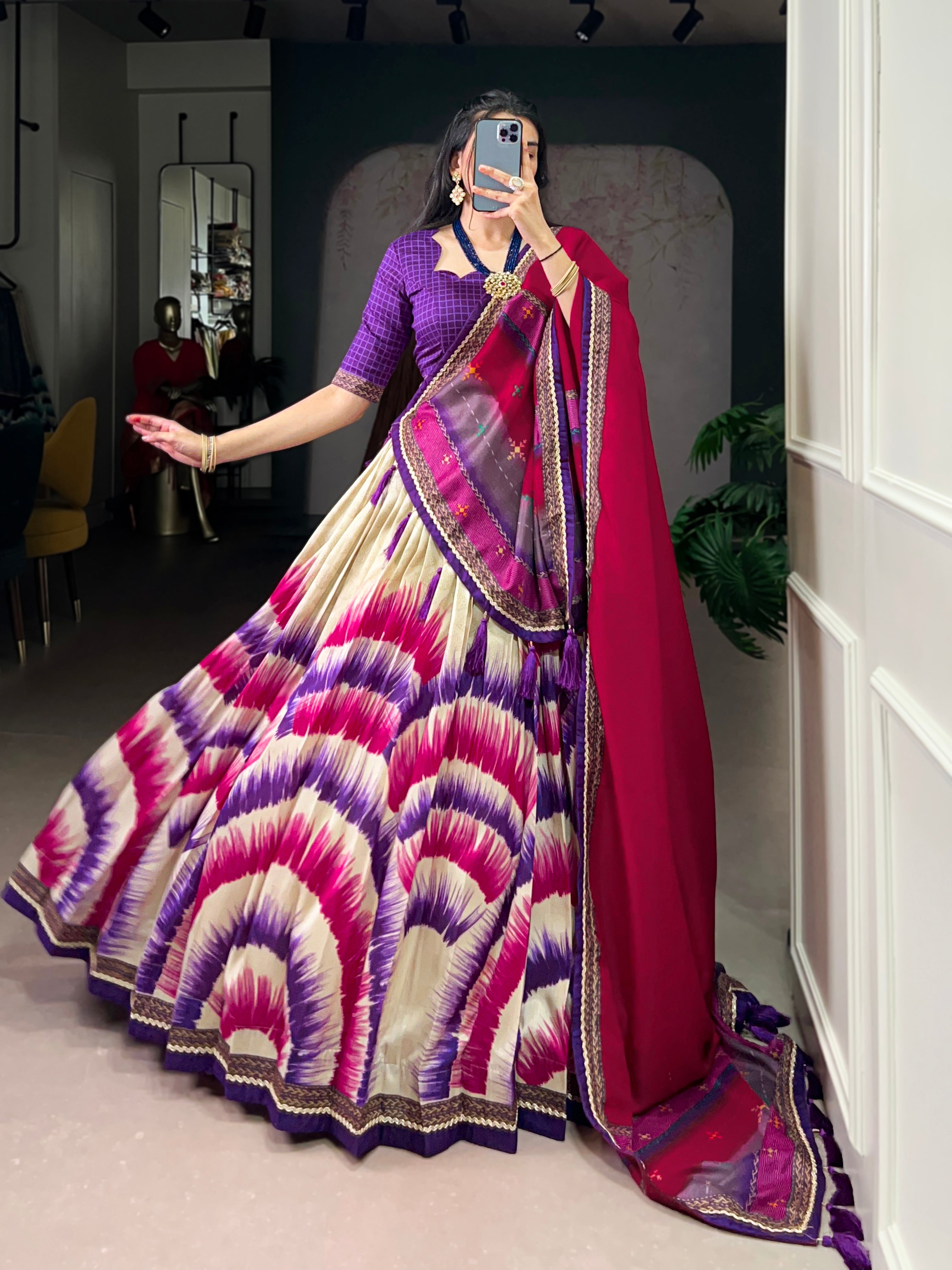 Printed Flared Lehenga Choli with Designer Dupatta.