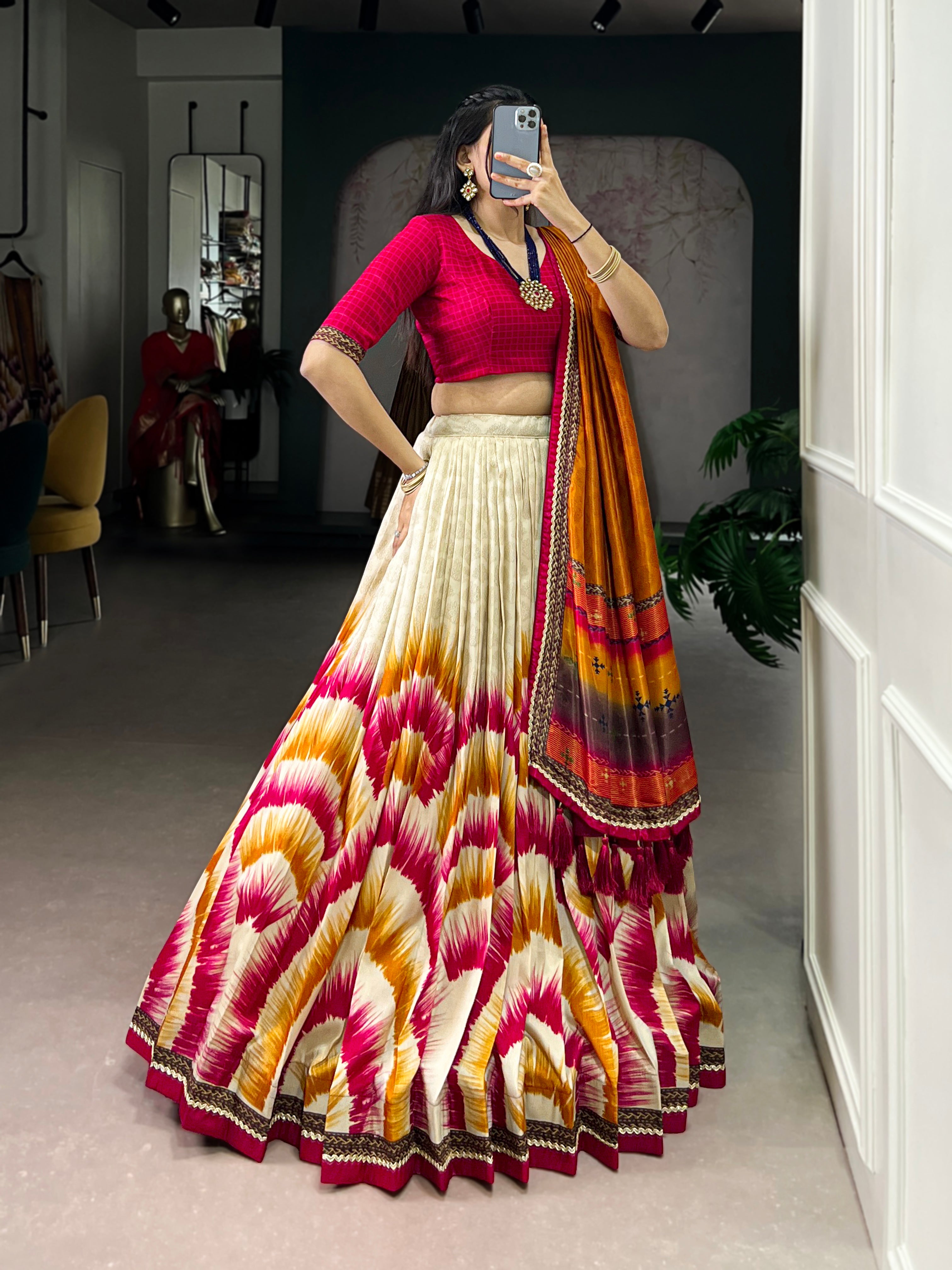 Printed Flared Lehenga Choli with Designer Dupatta.