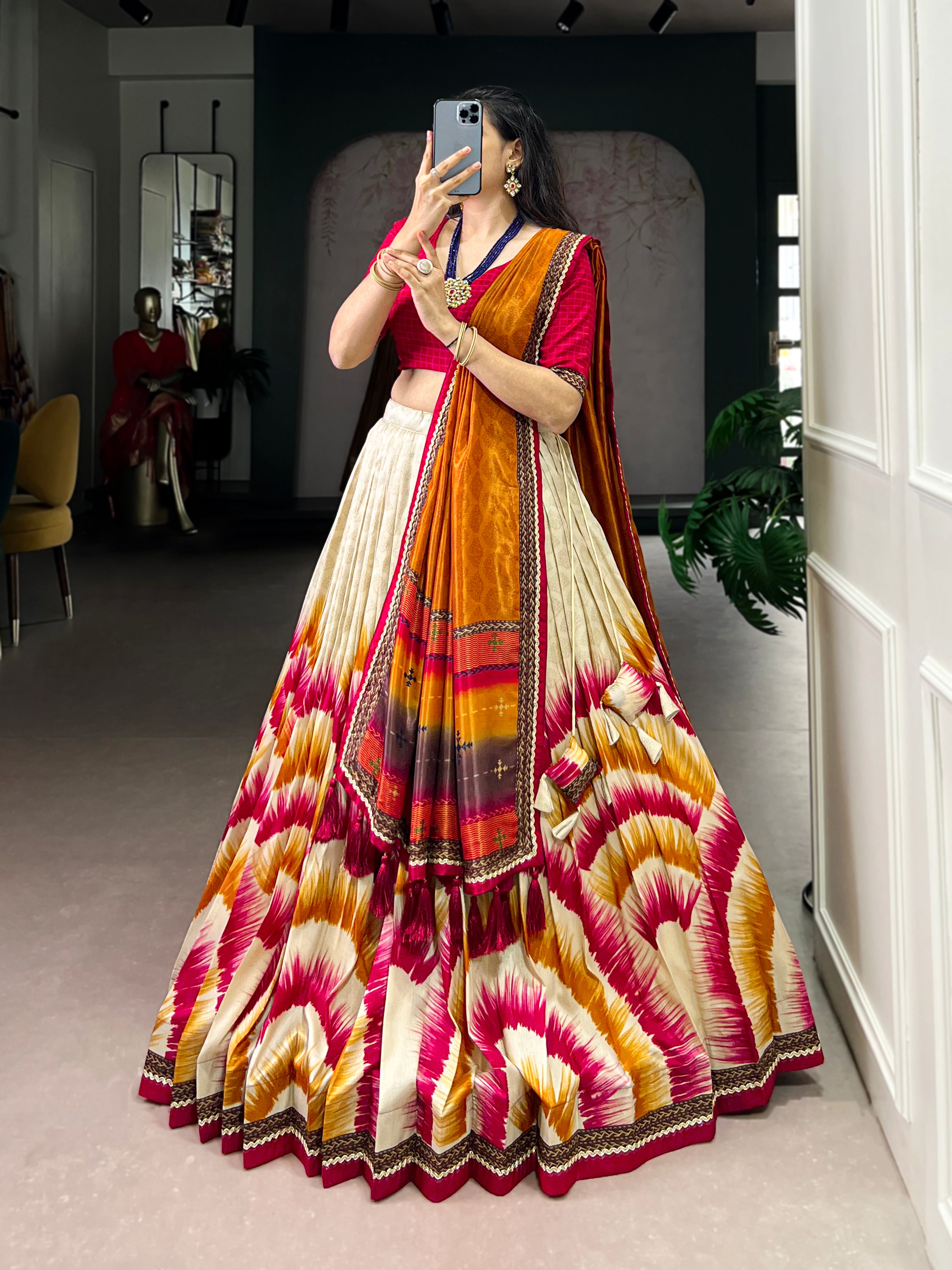 Printed Flared Lehenga Choli with Designer Dupatta.