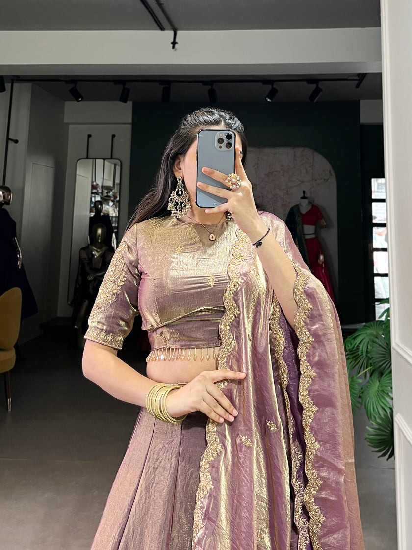 Embroidered Silk Blend Lehenga Choli with Dupatta.