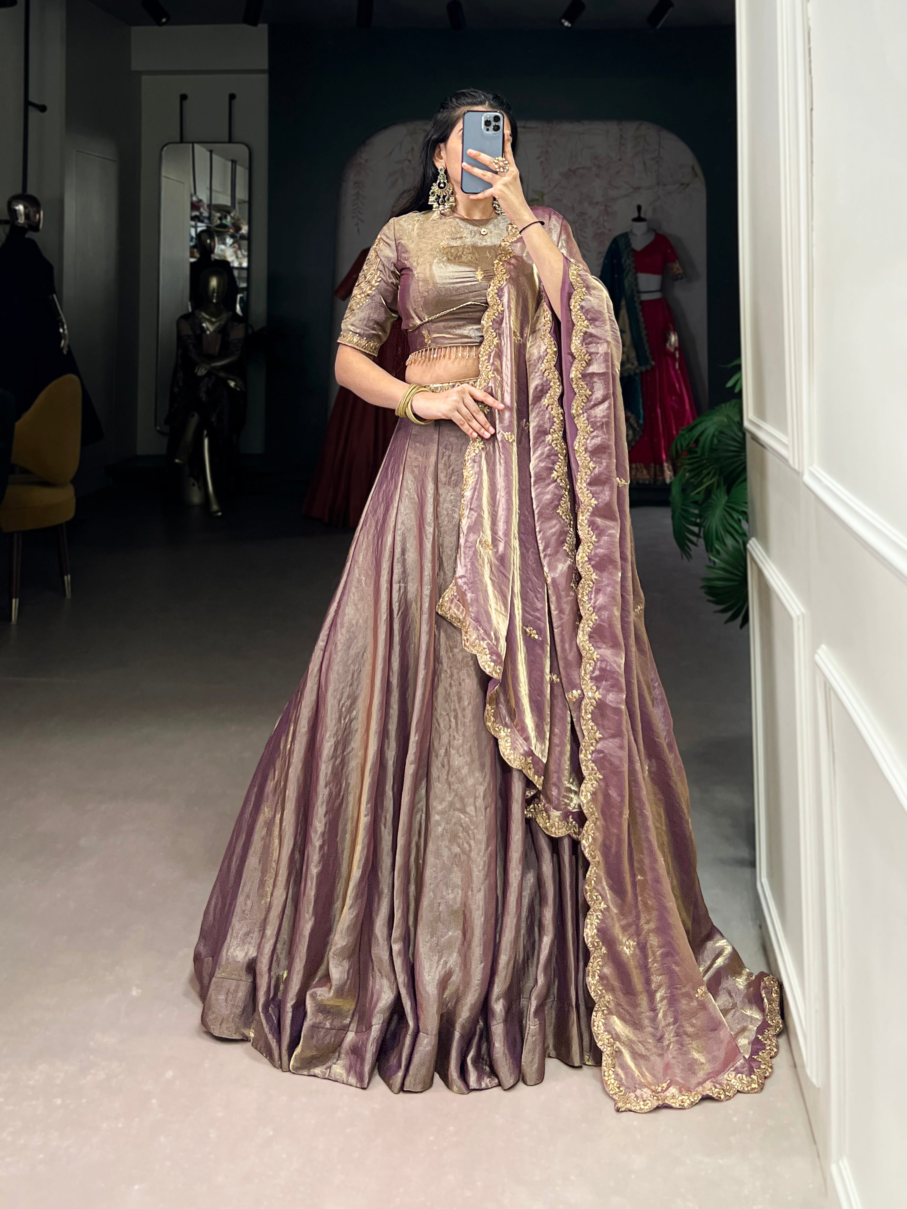 Embroidered Silk Blend Lehenga Choli with Dupatta.