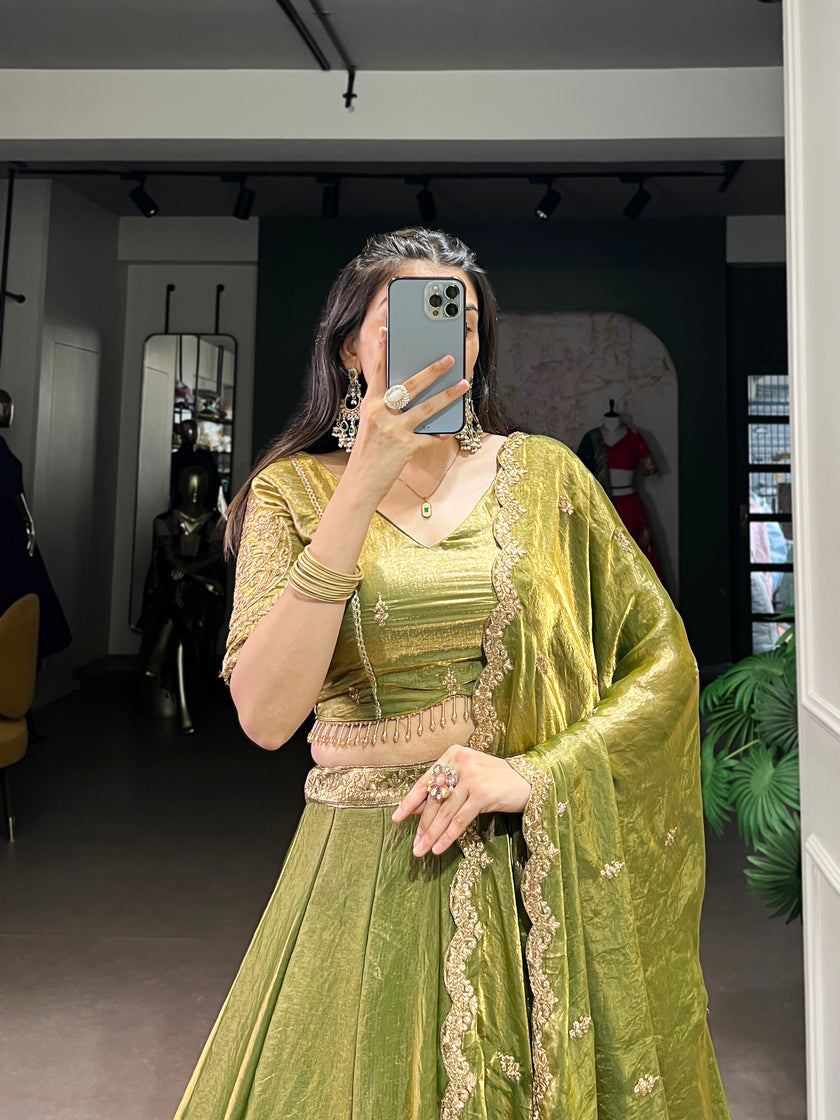 Embroidered Silk Blend Lehenga Choli with Dupatta.