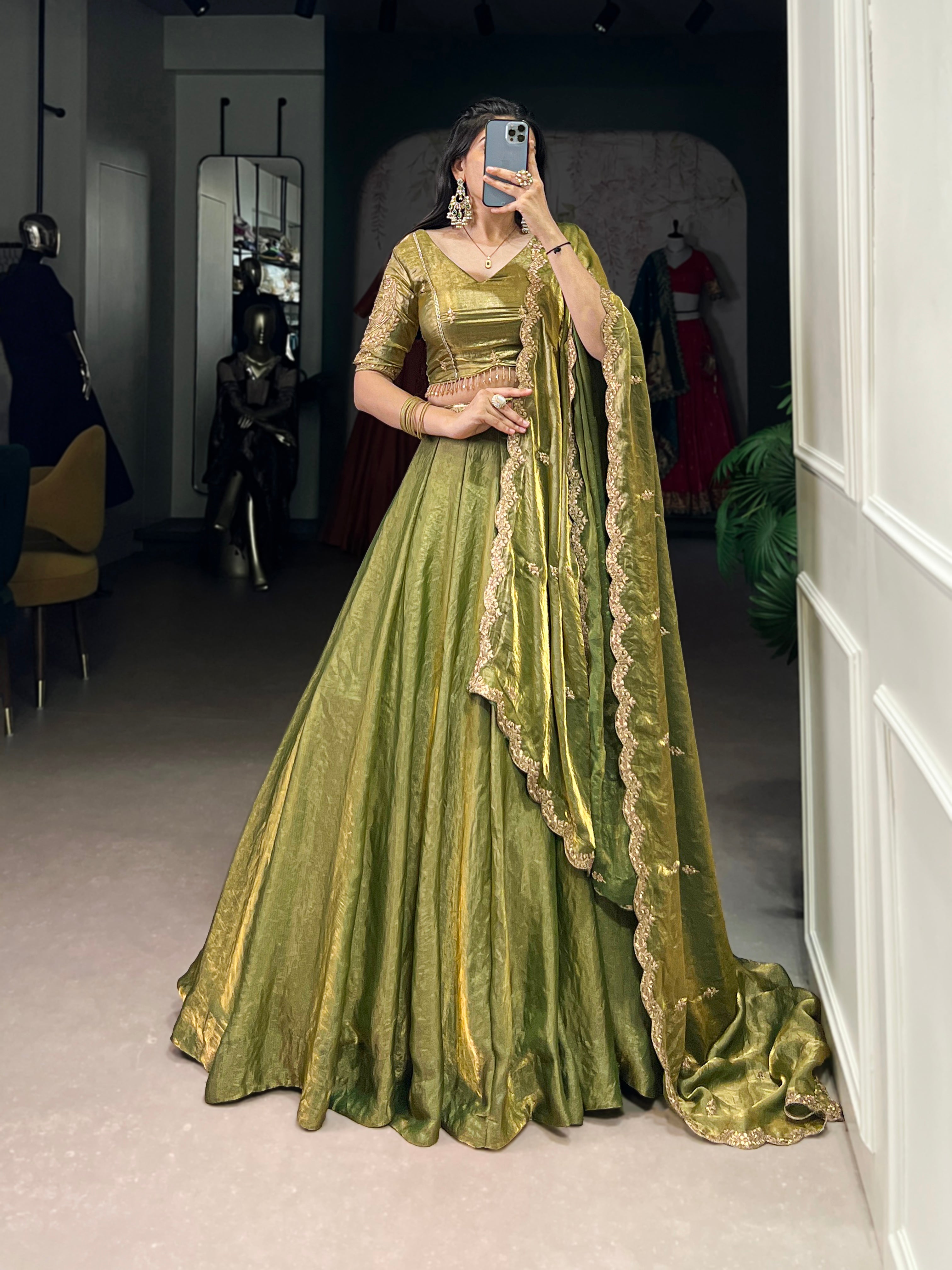 Embroidered Silk Blend Lehenga Choli with Dupatta.