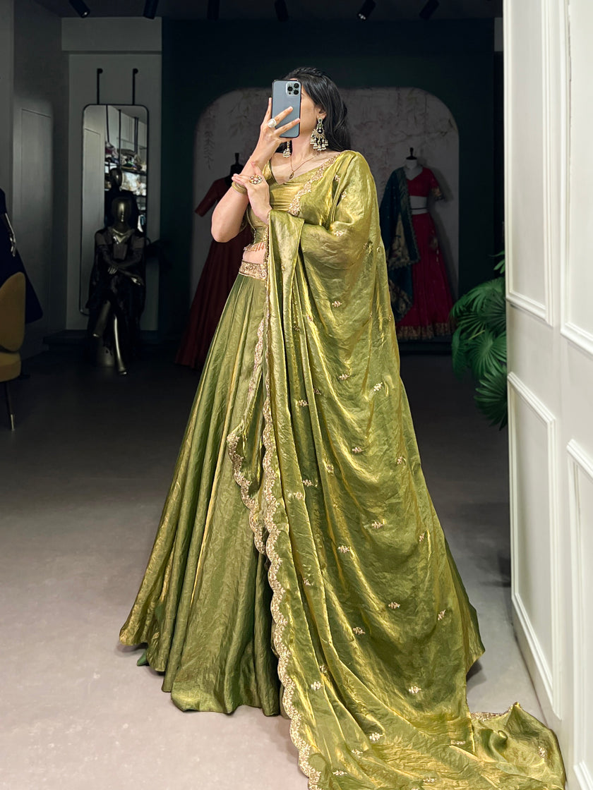 Embroidered Silk Blend Lehenga Choli with Dupatta.