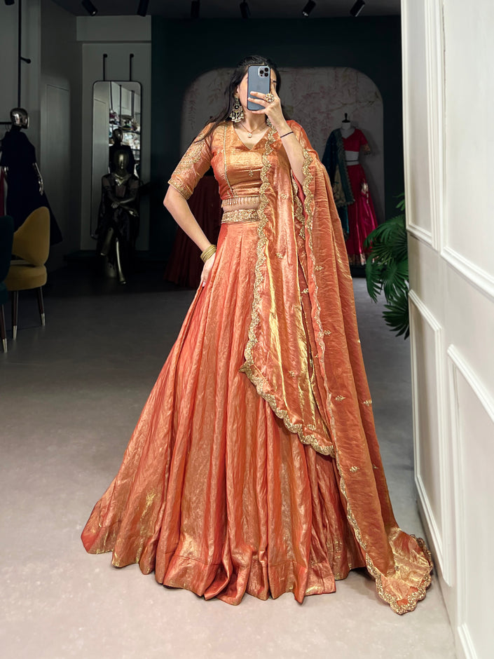 Embroidered Silk Blend Lehenga Choli with Dupatta.