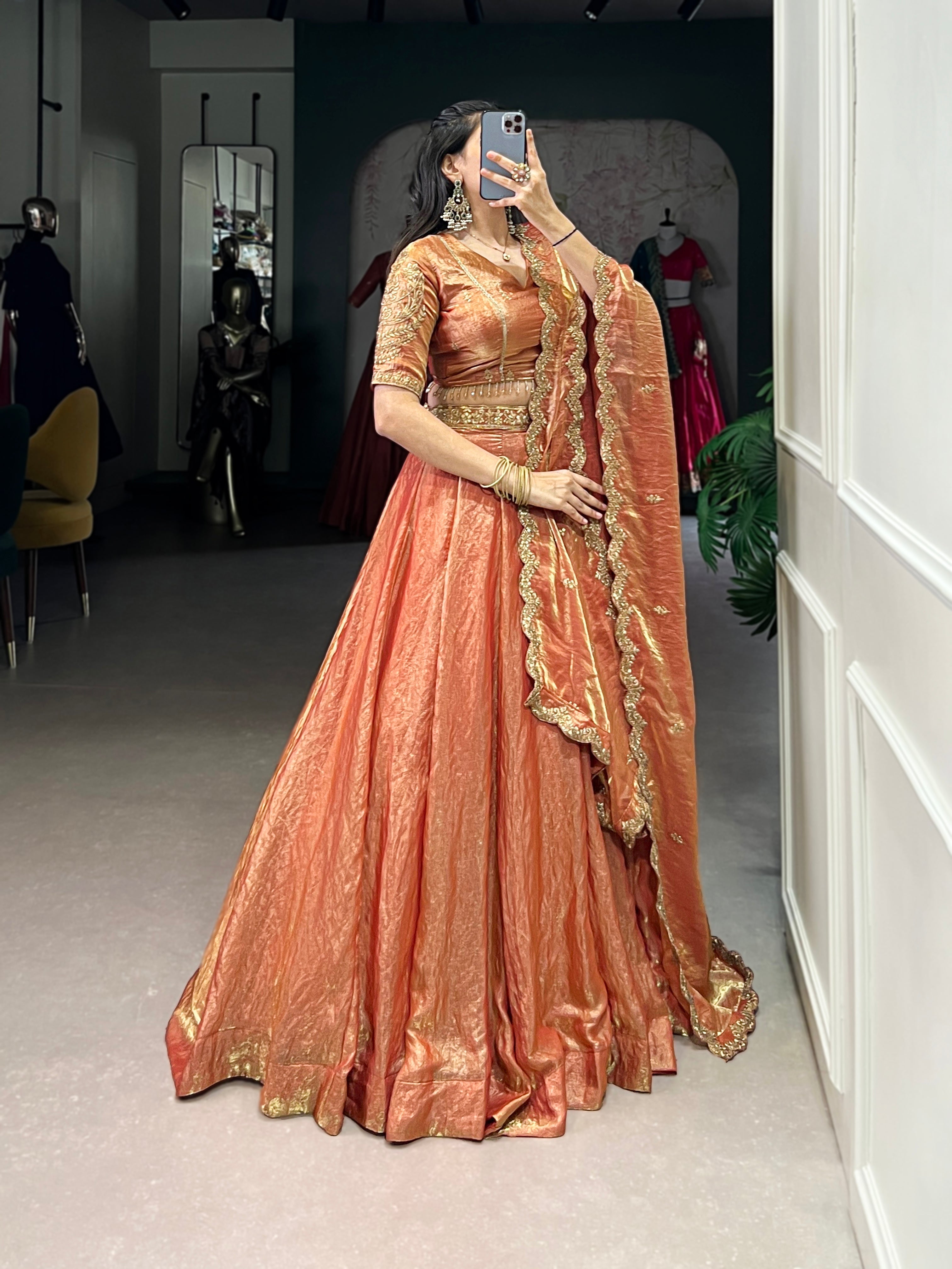 Embroidered Silk Blend Lehenga Choli with Dupatta.