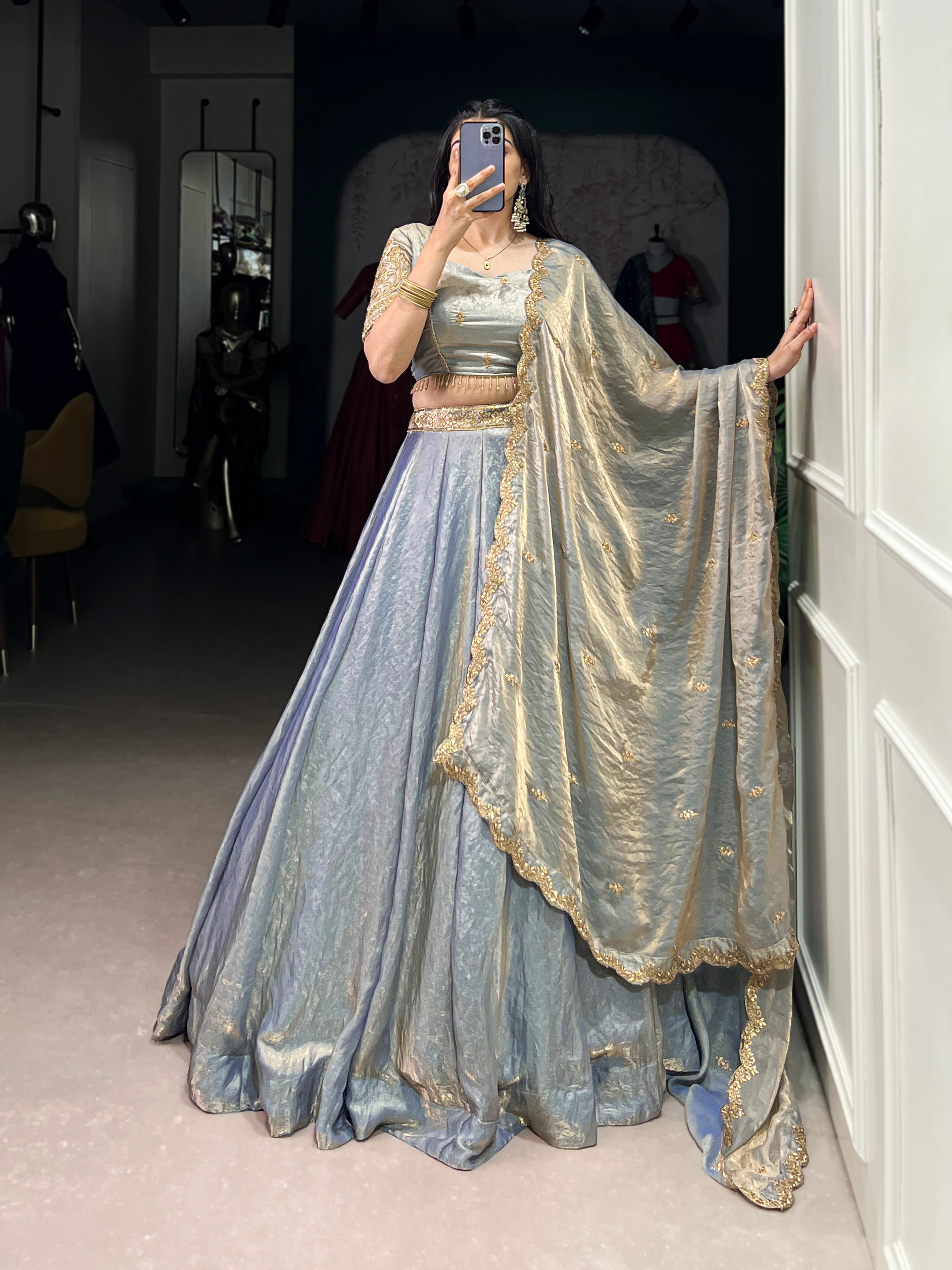 Embroidered Silk Blend Lehenga Choli with Dupatta.