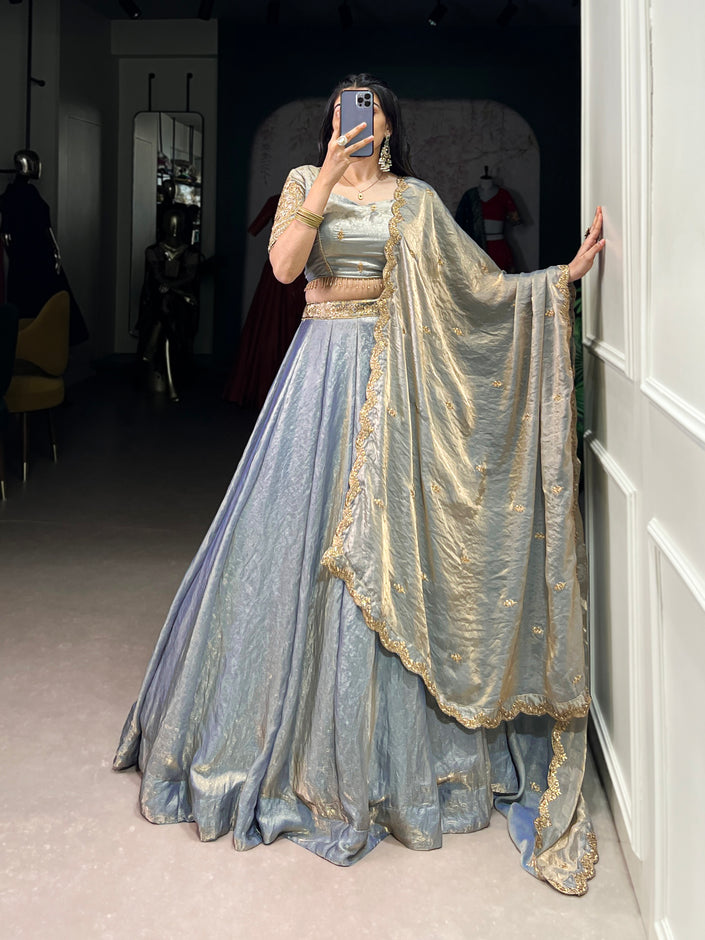 Embroidered Silk Blend Lehenga Choli with Dupatta.