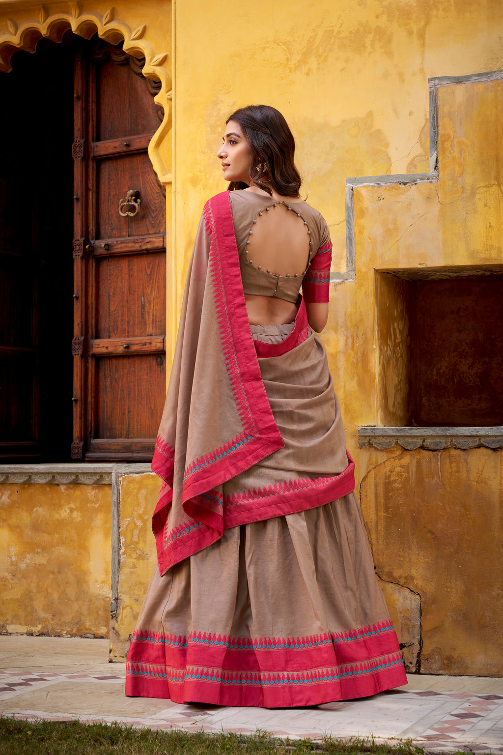 Designer Lehenga Choli with Contrast Border Dupatta.