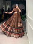 Traditional Lehenga Choli Set with Zari Weaving.