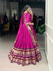Traditional Lehenga Choli Set with Zari Weaving.