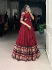 Traditional Lehenga Choli Set with Zari Weaving.