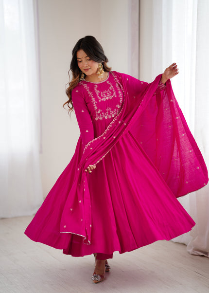 Stylish Embroidered Anarkali Dress with Matching Dupatta.