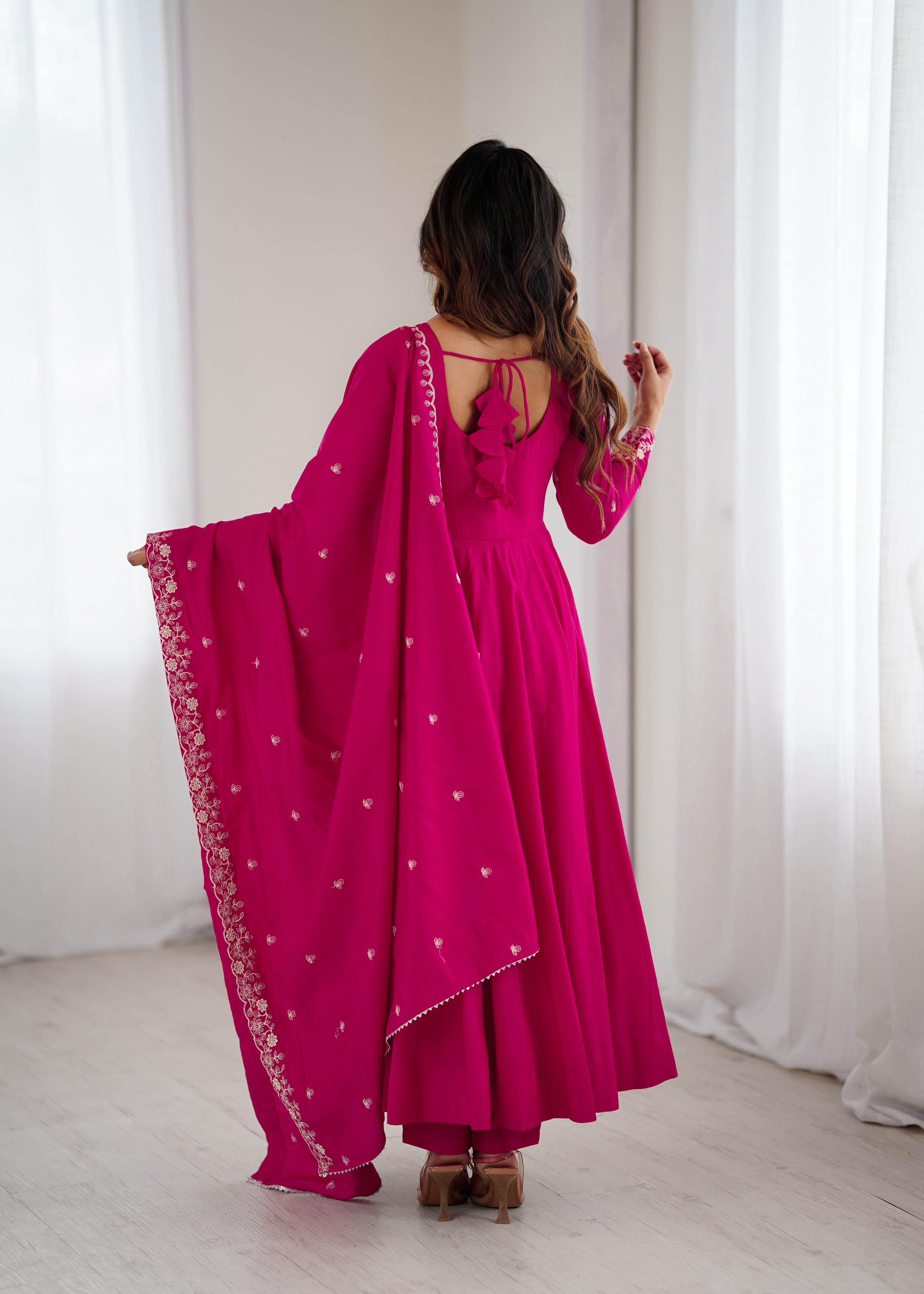Stylish Embroidered Anarkali Dress with Matching Dupatta.