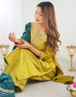Traditional Mustard Kurta Pant Set With Dupatta.