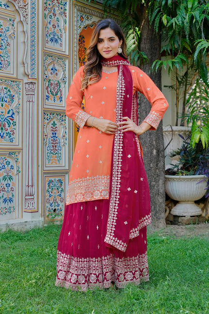 Premium Peach Ethnic Wear with Designer Dupatta Collection.