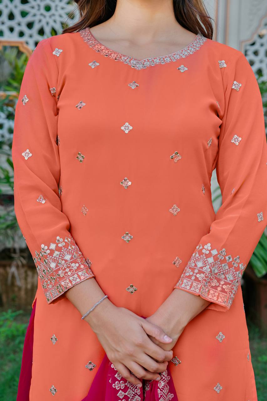 Premium Peach Ethnic Wear with Designer Dupatta Collection.