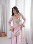 Premium Blush Pink Ethnic Suit with Heavy Embroidery Dupatta.