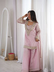 Premium Blush Pink Ethnic Suit with Heavy Embroidery Dupatta.