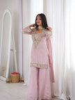 Premium Blush Pink Ethnic Suit with Heavy Embroidery Dupatta.
