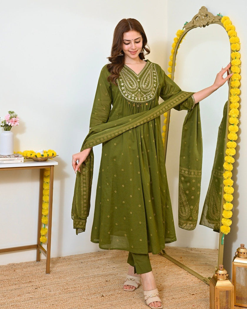 Premium Embroidered Ethnic Suit Set with Matching Dupatta.