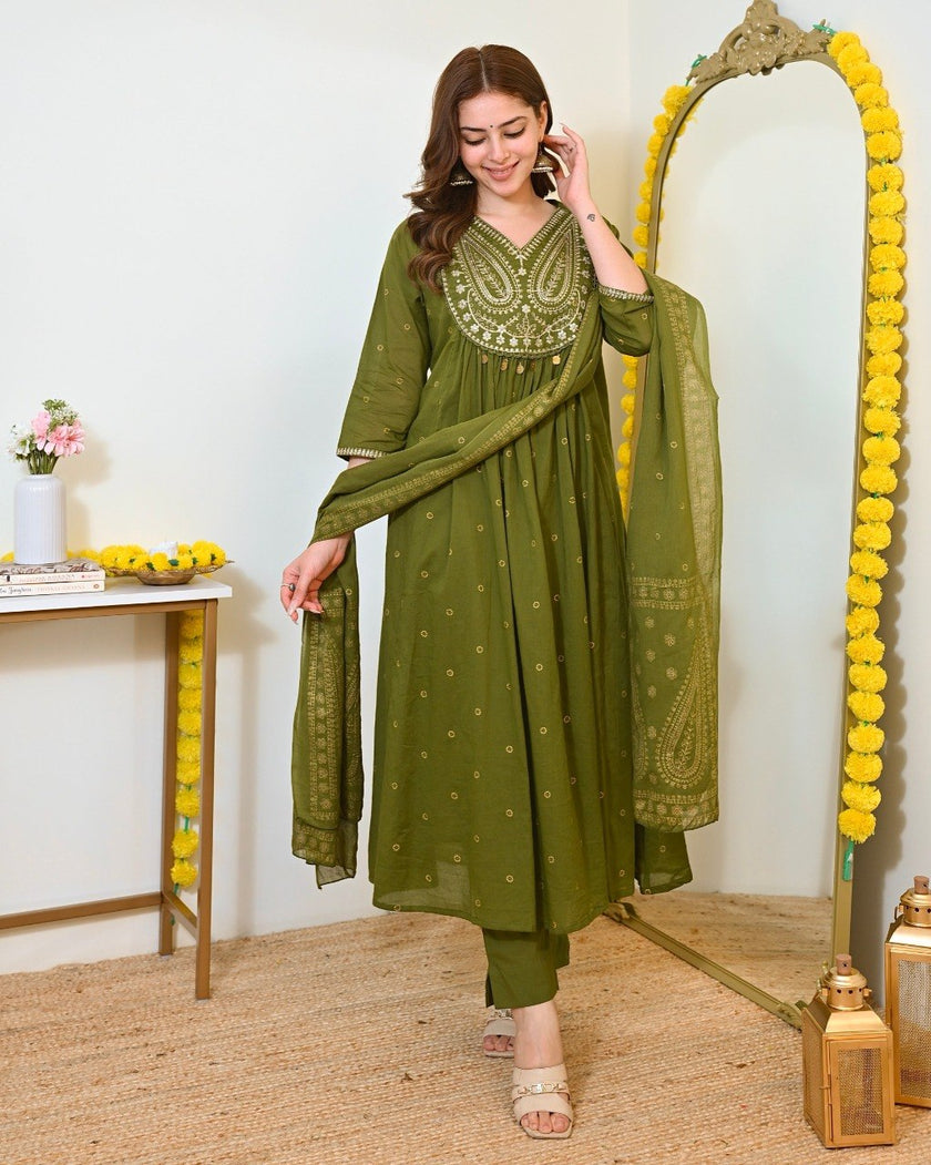 Premium Embroidered Ethnic Suit Set with Matching Dupatta.