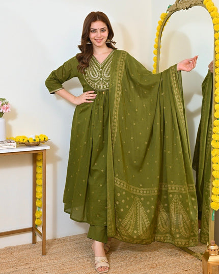 Premium Embroidered Ethnic Suit Set with Matching Dupatta.