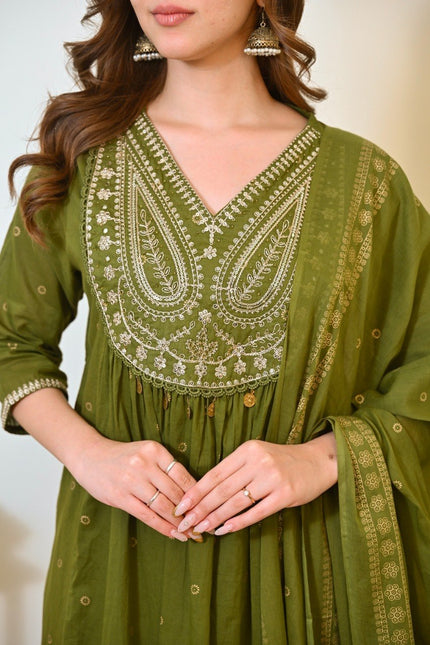 Premium Embroidered Ethnic Suit Set with Matching Dupatta.