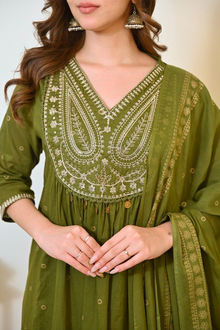 Premium Embroidered Ethnic Suit Set with Matching Dupatta.