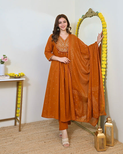 Premium Embroidered Ethnic Suit Set with Matching Dupatta.