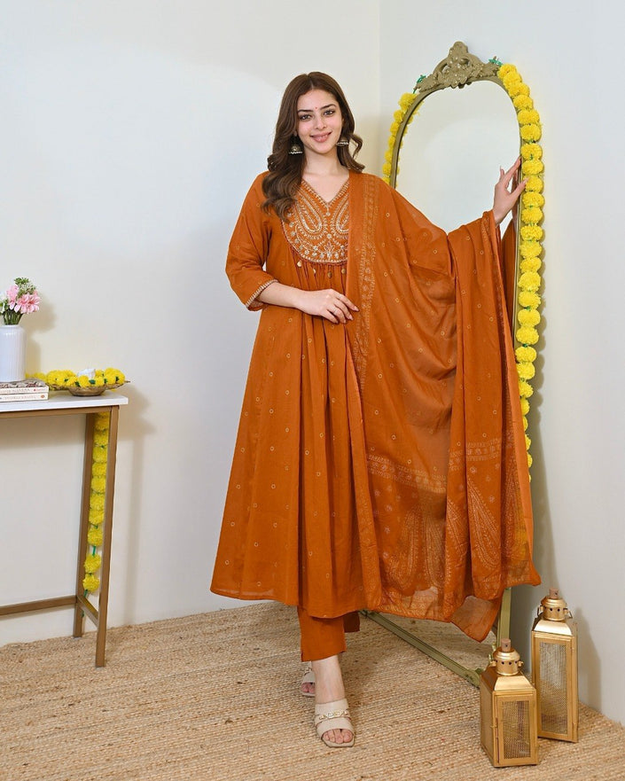 Premium Embroidered Ethnic Suit Set with Matching Dupatta.