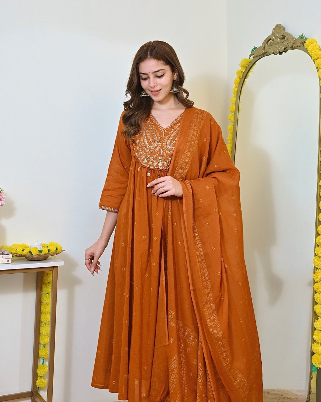 Premium Embroidered Ethnic Suit Set with Matching Dupatta.