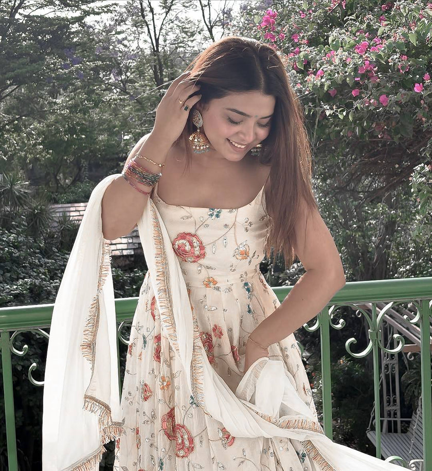 Premium Embroidery Work Anarkali Suit.
