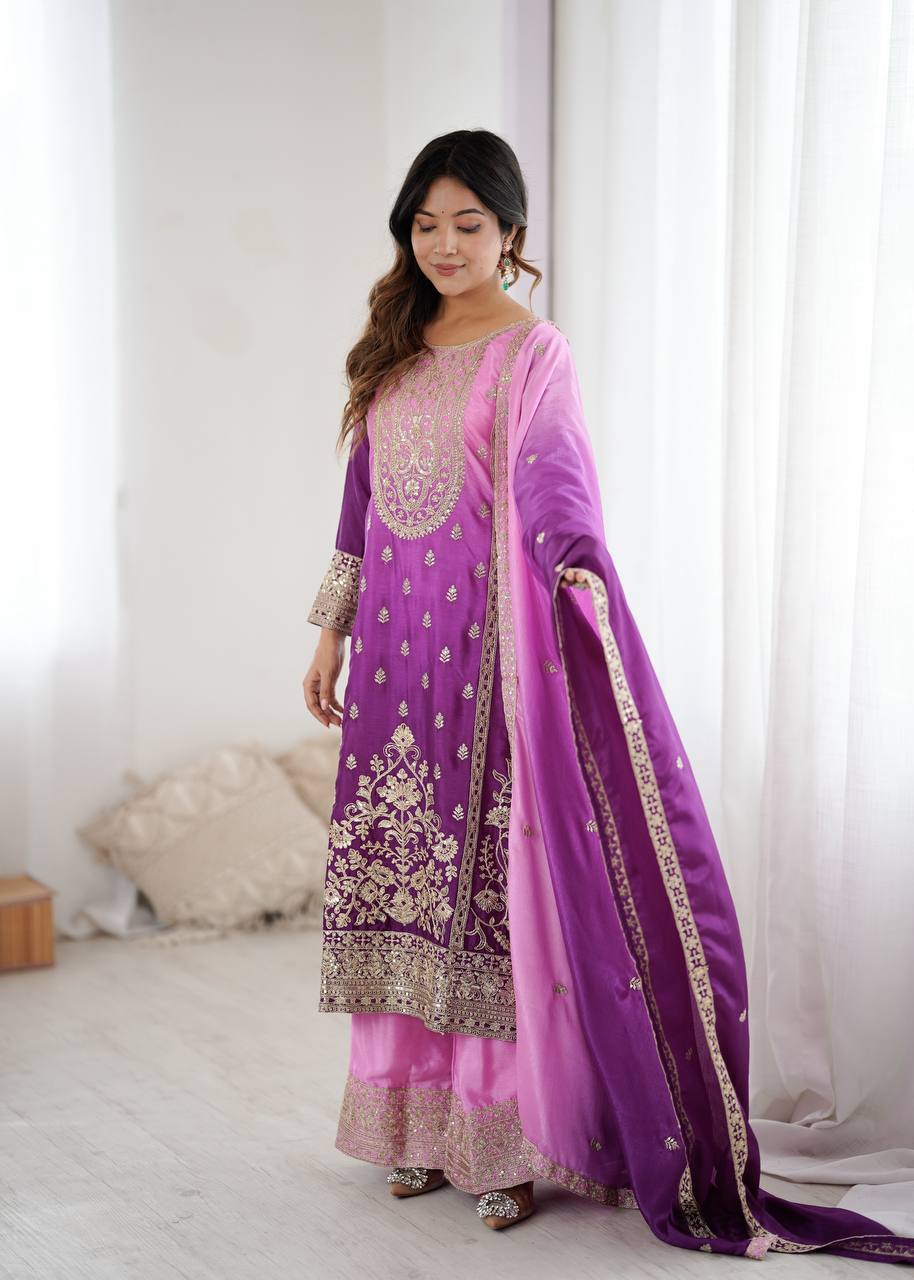 Premium Purple Ethnic Wear with Designer Dupatta Collection.
