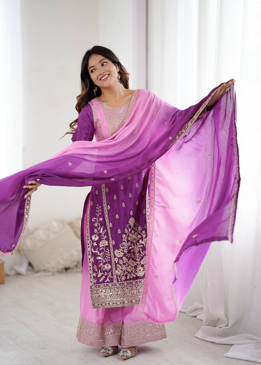 Premium Purple Ethnic Wear with Designer Dupatta Collection.