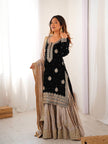 Elegant Designer Sharara Set with Embroidered Dupatta.