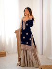 Elegant Designer Sharara Set with Embroidered Dupatta.