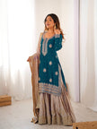 Elegant Designer Sharara Set with Embroidered Dupatta.