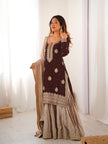 Elegant Designer Sharara Set with Embroidered Dupatta.
