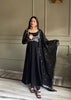 Elegant Black Embroidered Anarkali Suit Set for Women with Designer Dupatta.
