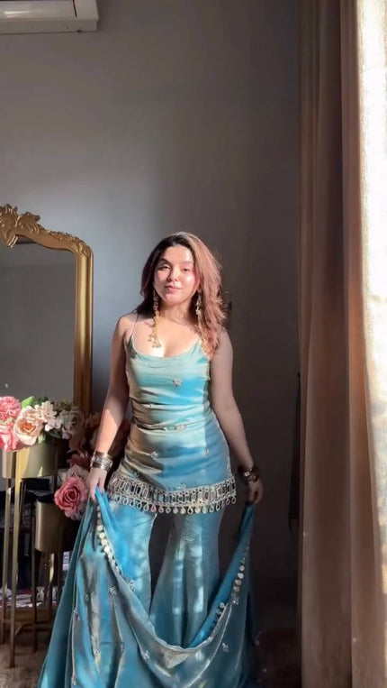 Modern Traditional Sharara Outfit for Festive Fashion.