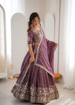 Designer Mauve Embroidered Lehenga Choli with Elegant Dupatta for Women.