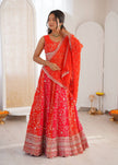 Designer Orange Embroidered Lehenga Choli with Elegant Dupatta for Women.