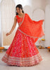 Designer Orange Embroidered Lehenga Choli with Elegant Dupatta for Women.