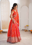 Designer Orange Embroidered Lehenga Choli with Elegant Dupatta for Women.